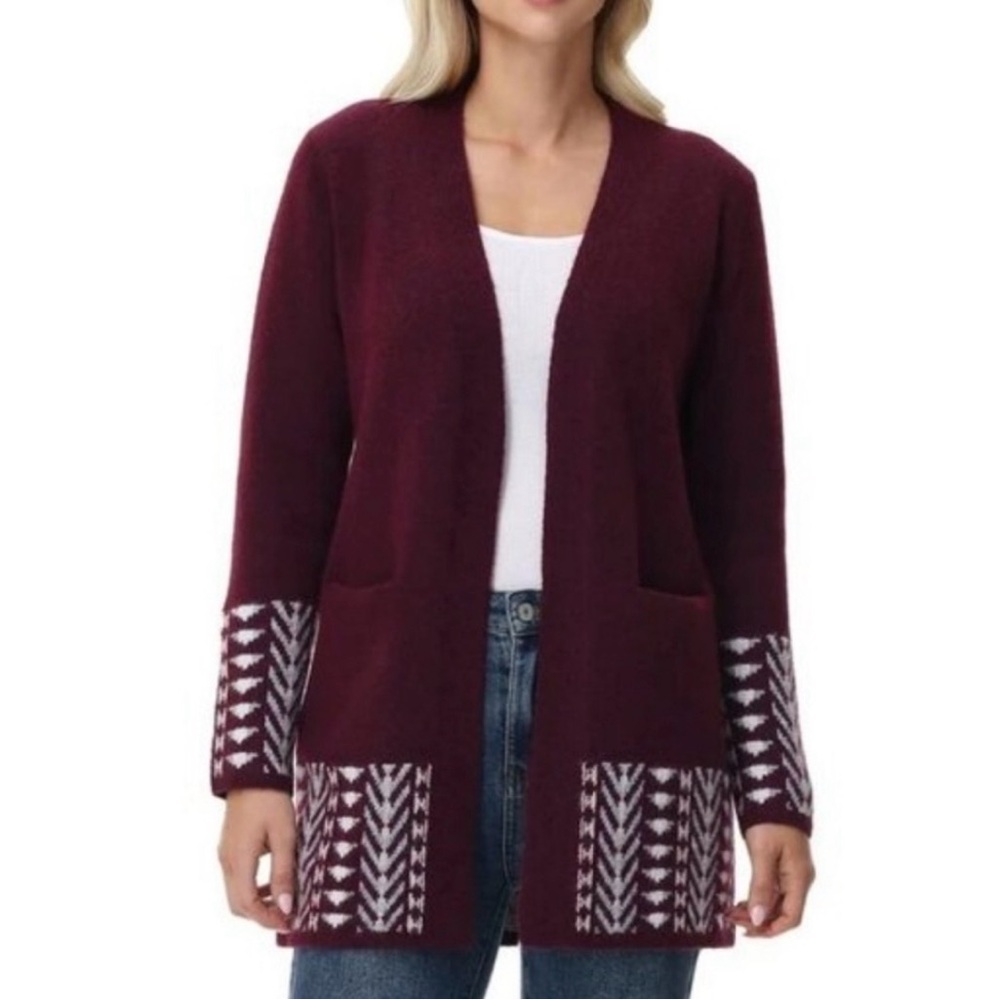 Frye Burgundy Knit cardigan Sweater - Picture 2 of 3